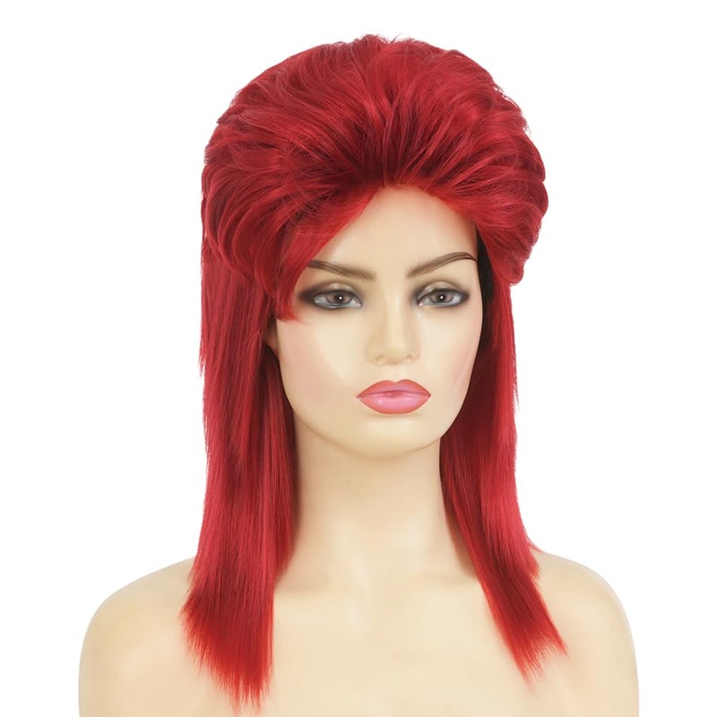 تسيسيس شعر مستعار أحمر طويل من الخلف للنساء من تسيس، يصل طوله إلى الكتفين، مستوحى من موضة السبعينيات والثمانينيات، ذو طبقات، مناسب للتنكر، للاستخدام اليومي، مناسب للهالوين (أحمر) - Image 3